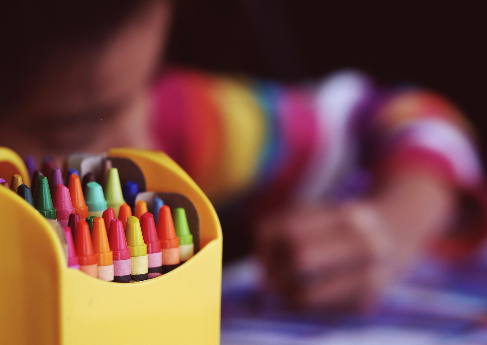 Colourful crayons ready for children's creative learning